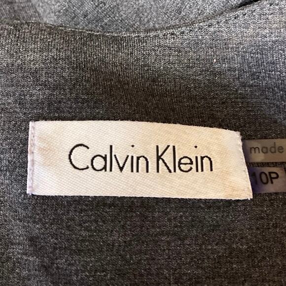 Calvin Klein Gray Sleeveless Belted Zip Mini A-Line Fit & Flare Dress Size 10P - Picture 4 of 5